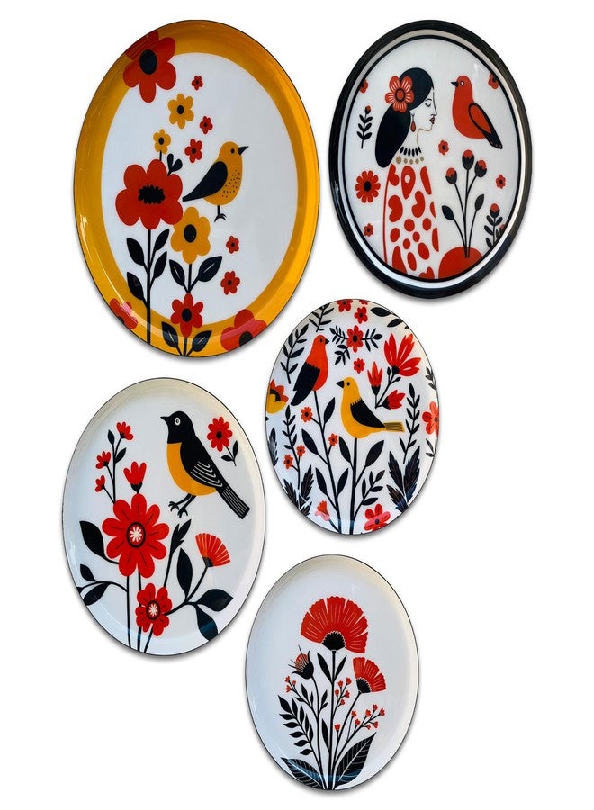 IT2M Metal Bird Flower and Lady Decorative Wall Plates for Wall Decor| Home Décor Items for wall | Wall Décor Items for Living Room, Bedroom, Office Décor | Wall Hanging Decoration | Room Decoration Item for bedroom |Set of 5 - Image 4